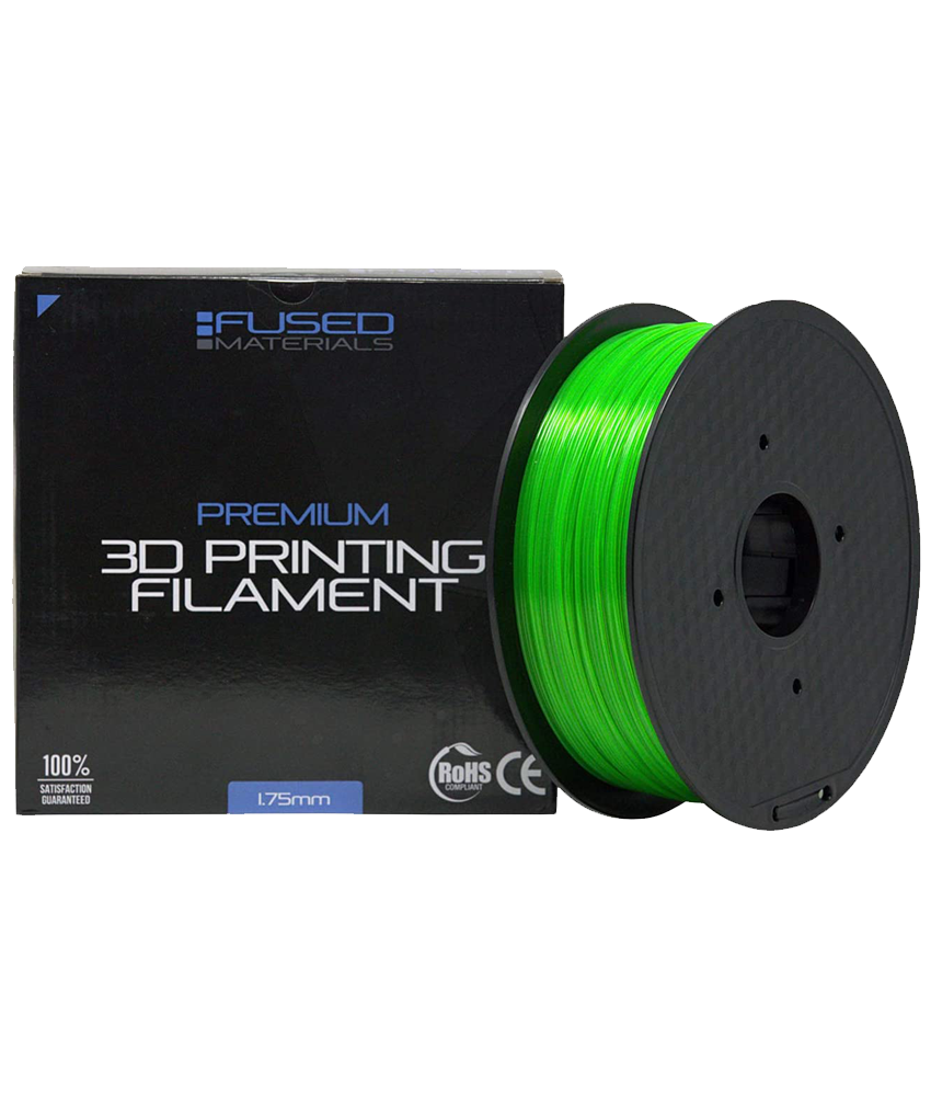 Fused Materials Transparent Green PETG 3D Printer Filament - 1kg Spool,  1.75mm, Dimensional Accuracy +/- 0.03 mm, (Trans Green)