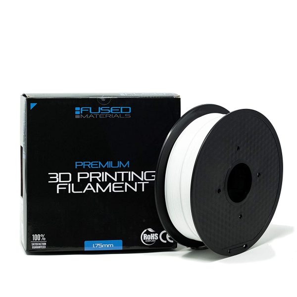Fused Materials White PLA 3D Printer Filament - 1kg Spool, 1.75mm, Dimensional Accuracy +/- 0.03 mm, (White)