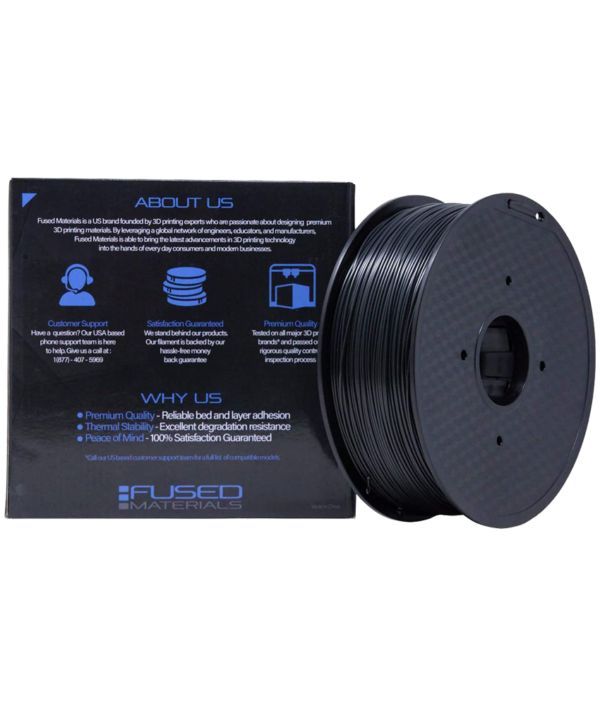 Fused Materials Black ASA 3D Printer Filament - 1kg Spool, 1.75mm, Dimensional Accuracy +/- 0.03 mm, (Black)