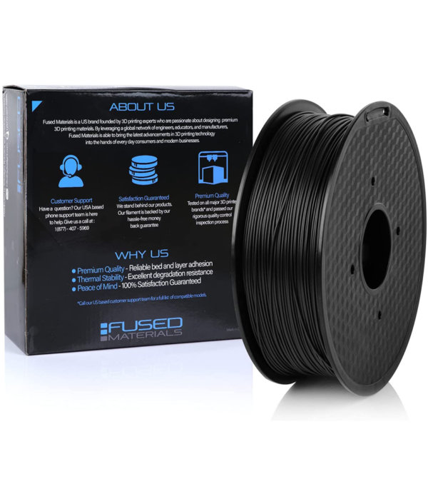 Fused Materials Fireproof Black ABS 3D Printer Filament - 1kg Spool, 1.75mm, Dimensional Accuracy 0.03 mm, (Black) 1