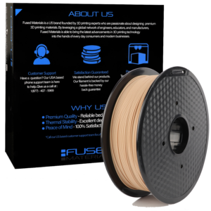 Fused Materials Wood PLA 3D Printer Filament - 1kg Spool, 1.75mm, Dimensional Accuracy +/- 0.03 mm, (Wood)