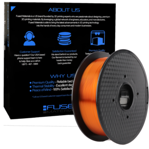 FUSED MATERIALS TRANSPARENT GREEN PETG 3D PRINTER FILAMENT – 1KG SPOOL, 1.75MM, DIMENSIONAL ACCURACY +/- 0.03 MM, (TRANS ORANGE)